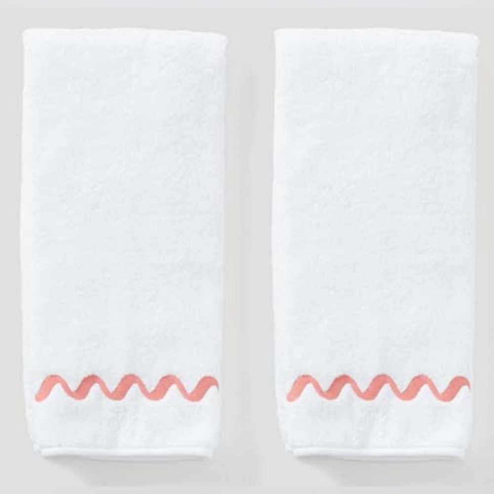 Brand New Weezie Towels Wave Embroidered Hand Towels (pair)
